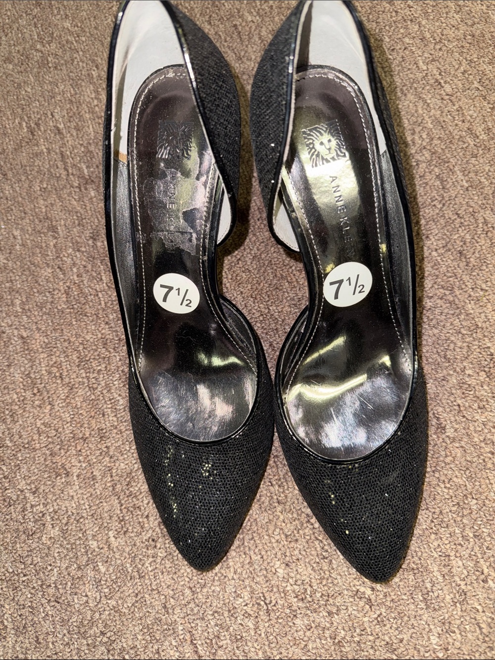 Anne Klein Black Pointed Toe Evening High Heels - Size 7.5